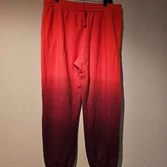 Champion Mens Sweatpants Fleece Shirt XLarge Orange Burgundy Ombre Joggers Set - Picture 10 of 12